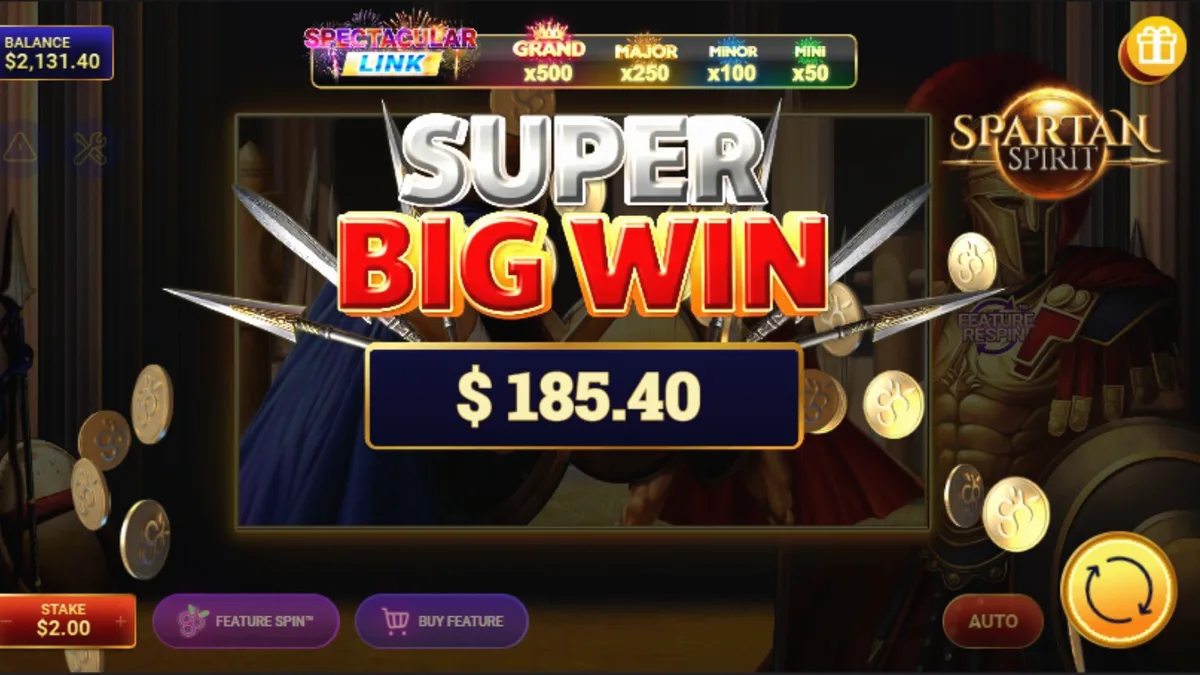 Prajurit Spartan dalam latar belakang pertempuran epik di slot Spartan Spirit